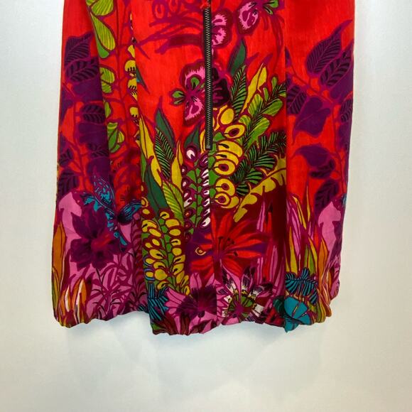 Nanette Lepore Tropical Silk Red Floral Convertible Mini Dress Women's Size 4 - Picture 6 of 9